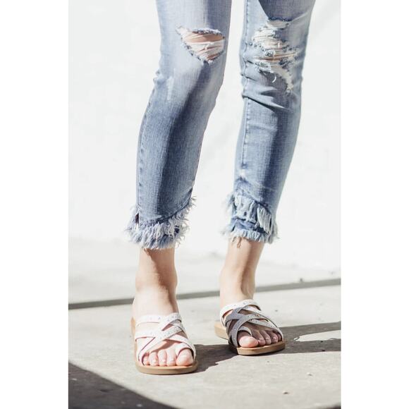 KanCan Distressed Mid Rise Ankle Skinny Jeans Stretch Denim Frayed Hem Size 15 - Picture 5 of 13